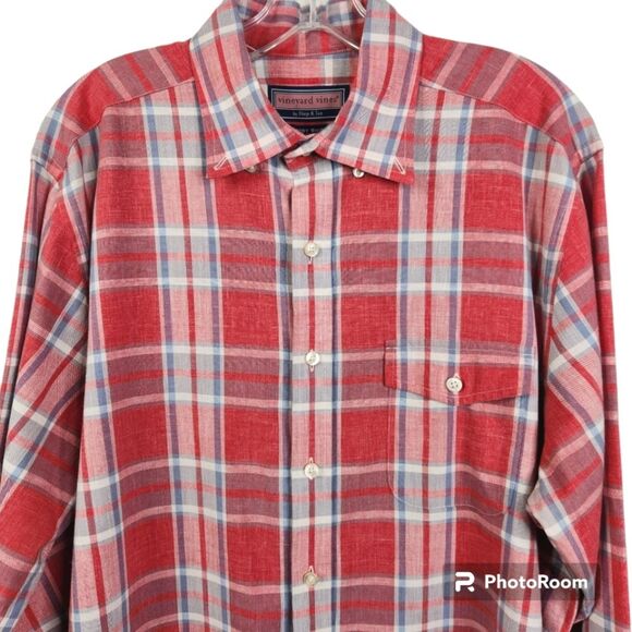 Vineyard Vines Mens Long Sleeve Plaid Print Crosby Shirt Size L - Picture 3 of 6